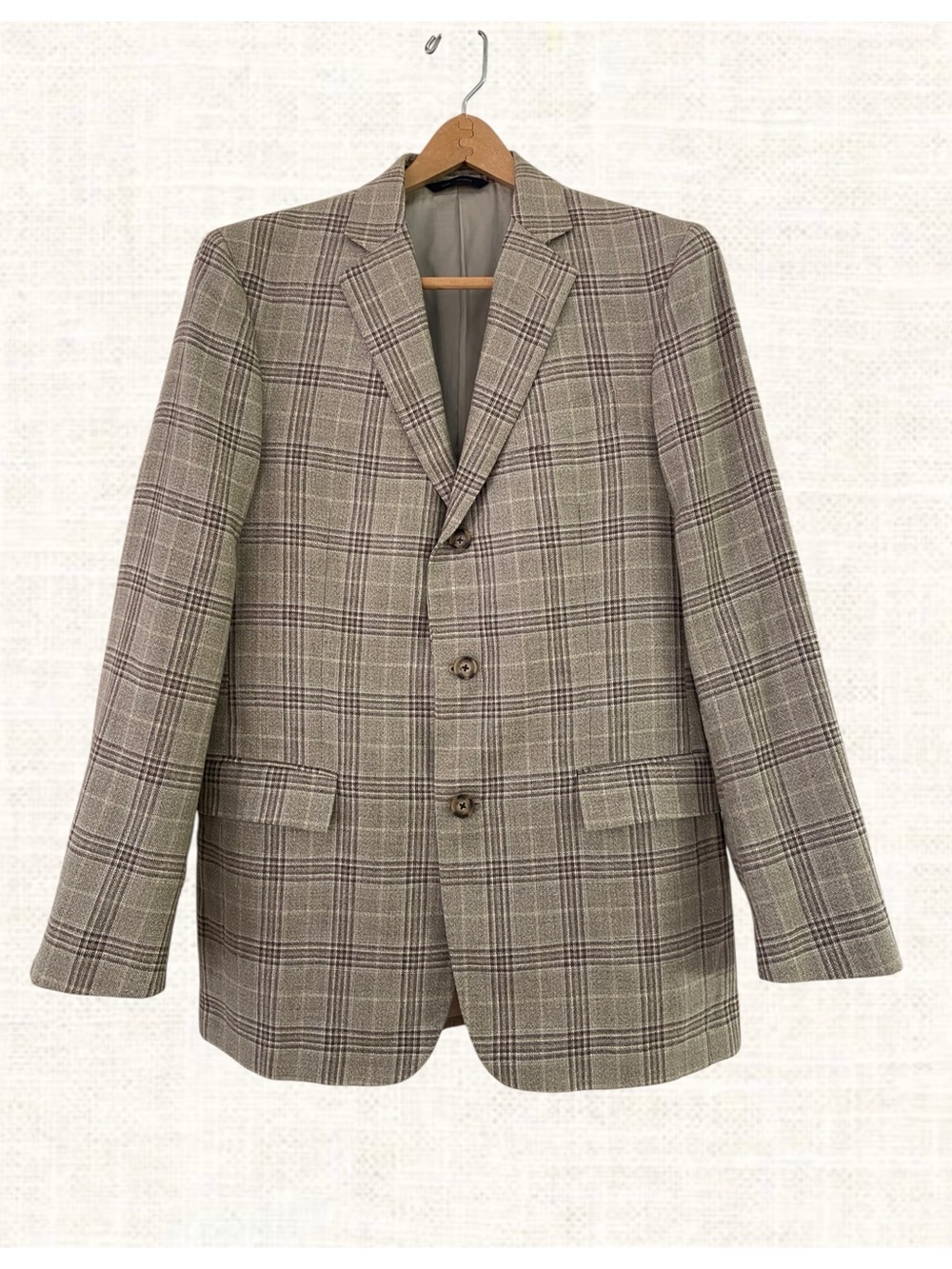 Brooks Brothers 1818 Regent Fit Blazer Plaid Hemp Wool
